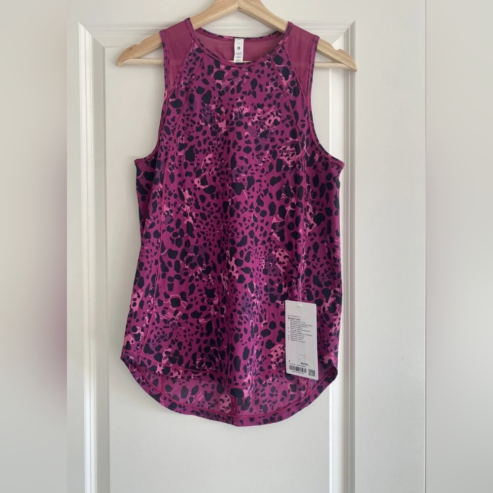 Lululemon Size 4 Sculpt Tank CTMP/MGPR Cheetah Camo Magenta Purple Multi
